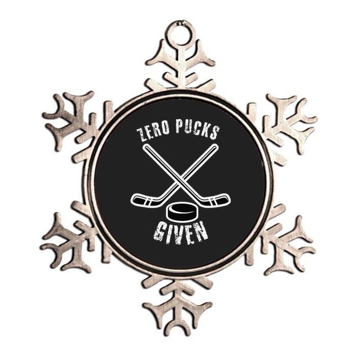 Funny Hockey Zero Pucks Given Ice Hockey Player Dad Metallic Star Ornament