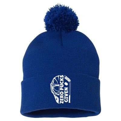 Funny Hockey Zero Pucks Given Ice Hockey Gift Pom Pom 12in Knit Beanie