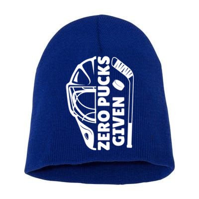 Funny Hockey Zero Pucks Given Ice Hockey Gift Short Acrylic Beanie