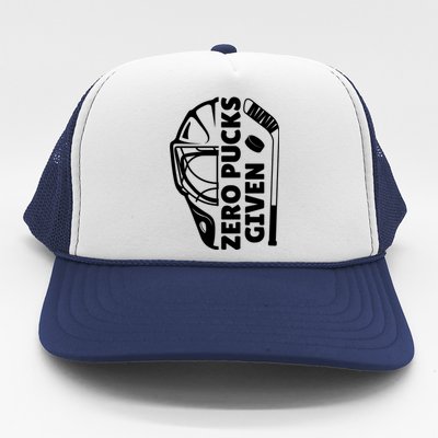 Funny Hockey Zero Pucks Given Ice Hockey Gift Trucker Hat