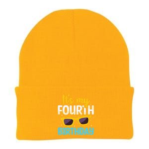 Funny Im 4 Years Old Birthday Its My 4th Birthday Knit Cap Winter Beanie