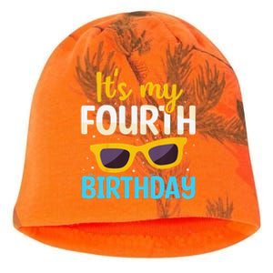 Funny Im 4 Years Old Birthday Its My 4th Birthday Kati - Camo Knit Beanie