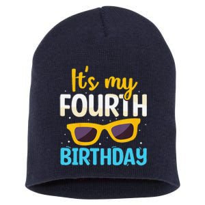 Funny Im 4 Years Old Birthday Its My 4th Birthday Short Acrylic Beanie