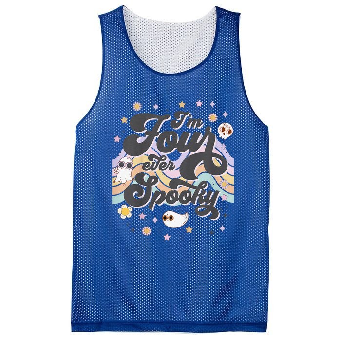 Funny Im 4 Four Ever Spooky 4th Birthday Party Halloween Mesh Reversible Basketball Jersey Tank