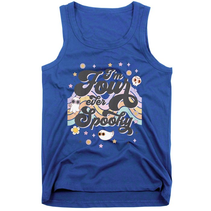 Funny Im 4 Four Ever Spooky 4th Birthday Party Halloween Tank Top