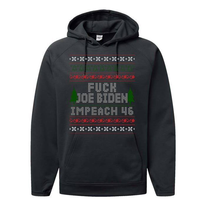 FJB Impeach 46 Anti Biden Ugly Christmas Performance Fleece Hoodie