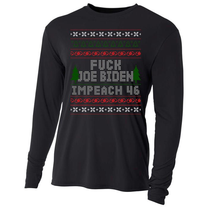 FJB Impeach 46 Anti Biden Ugly Christmas Cooling Performance Long Sleeve Crew