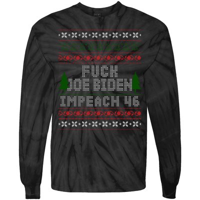 FJB Impeach 46 Anti Biden Ugly Christmas Tie-Dye Long Sleeve Shirt