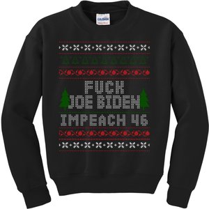 FJB Impeach 46 Anti Biden Ugly Christmas Kids Sweatshirt