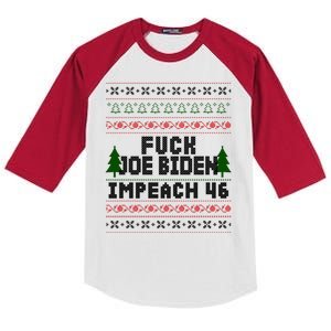 FJB Impeach 46 Anti Biden Ugly Christmas Kids Colorblock Raglan Jersey