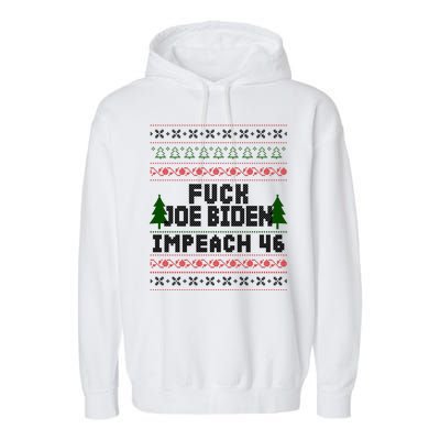 FJB Impeach 46 Anti Biden Ugly Christmas Garment-Dyed Fleece Hoodie