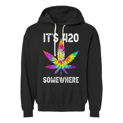 Funny It's 420 Somewhere Hippie Tie Dye Pot Leaf For Stoner Garment-Dyed Fleece Hoodie