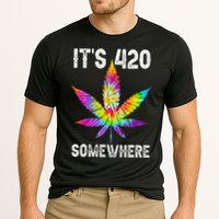 Funny It's 420 Somewhere Hippie Tie Dye Pot Leaf For Stoner Cooling Performance Crew T-Shirt