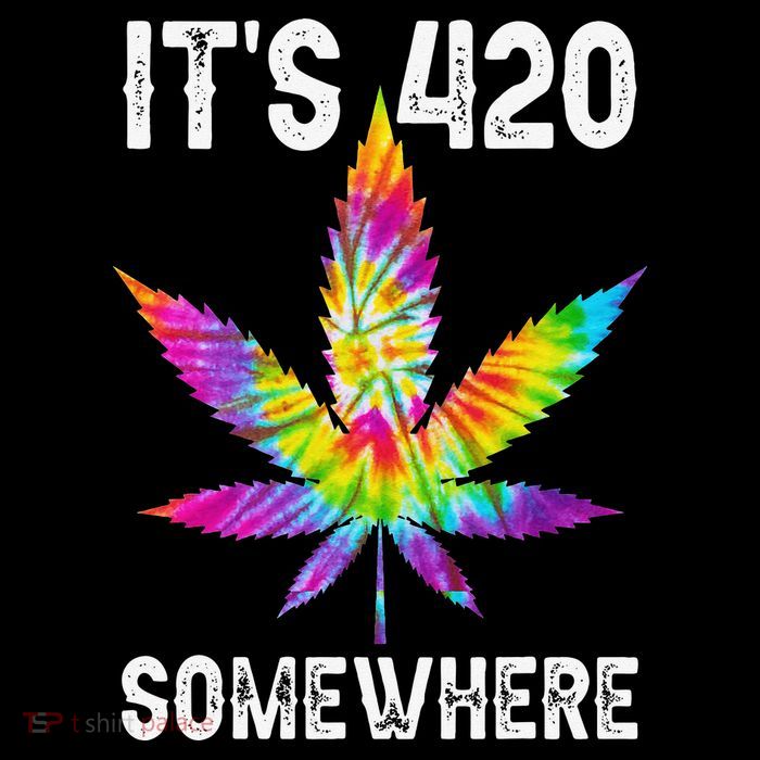 Funny It's 420 Somewhere Hippie Tie Dye Pot Leaf For Stoner Apron