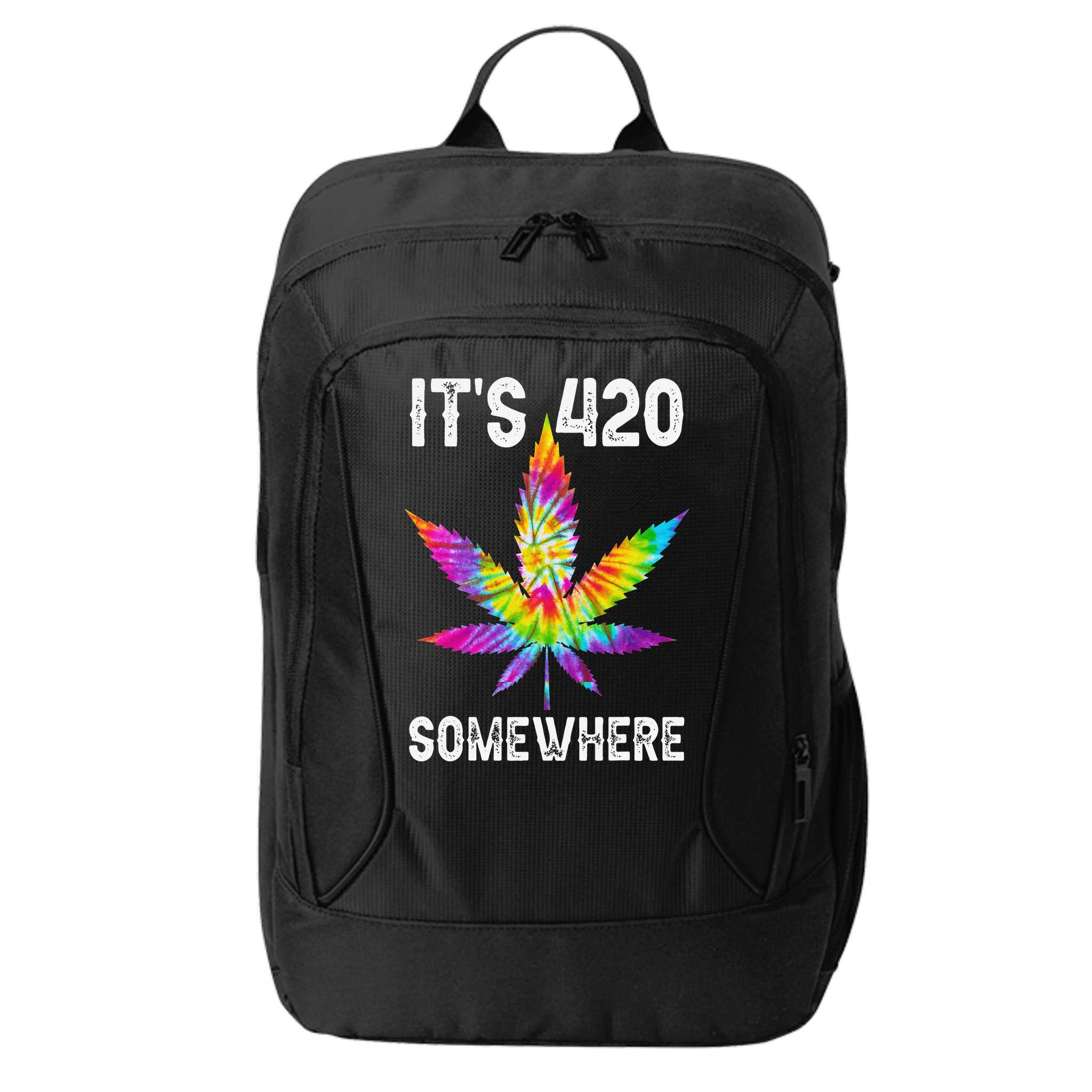 Funny It's 420 Somewhere Hippie Tie Dye Pot Leaf For Stoner City Backpack