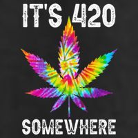 Funny It's 420 Somewhere Hippie Tie Dye Pot Leaf For Stoner Golf Towel