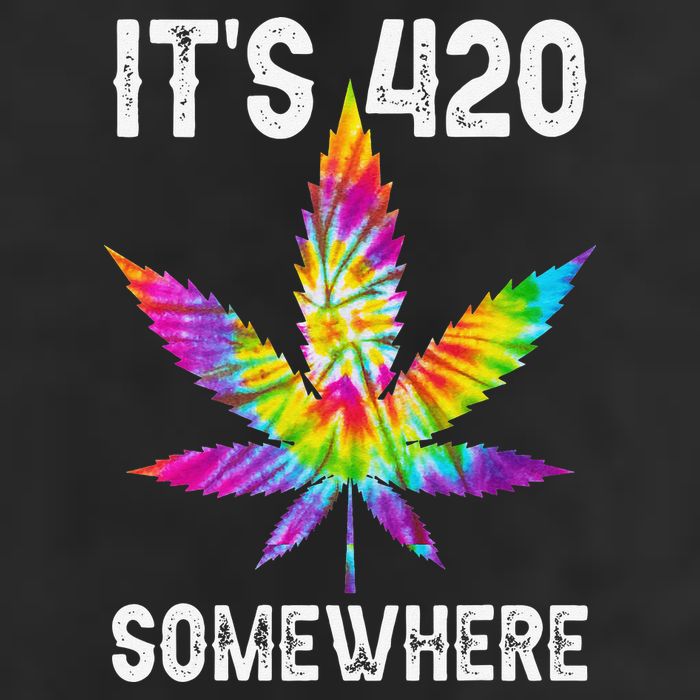 Funny It's 420 Somewhere Hippie Tie Dye Pot Leaf For Stoner Golf Towel