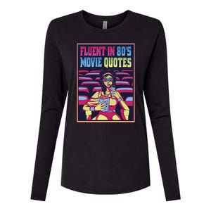 Fluent In 80s Movie Quotes Retro Womens Cotton Relaxed Long Sleeve T-Shirt