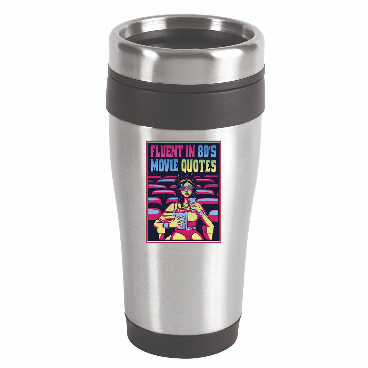 Fluent In 80s Movie Quotes Retro 16oz Travel Tumbler