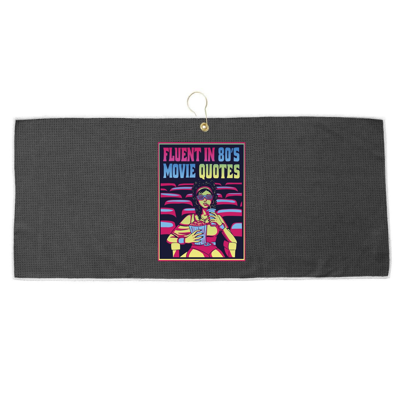 Fluent In 80s Movie Quotes Retro Large Microfiber Waffle Golf Towel