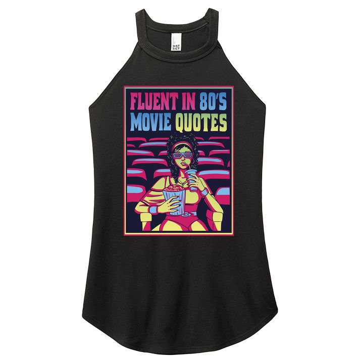 Fluent In 80s Movie Quotes Retro Women's Perfect Tri Rocker Tank