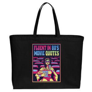 Fluent In 80s Movie Quotes Retro Cotton Canvas Jumbo Tote