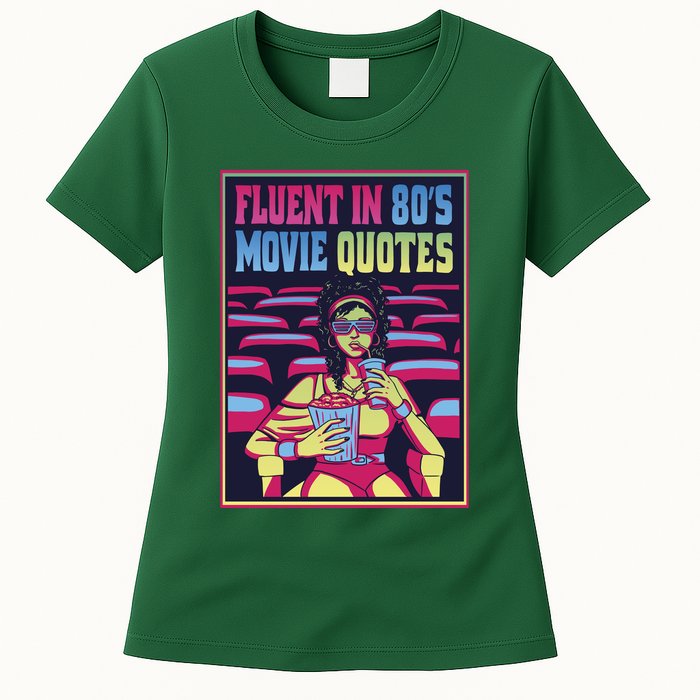 Fluent In 80s Movie Quotes Retro Womens T-Shirt