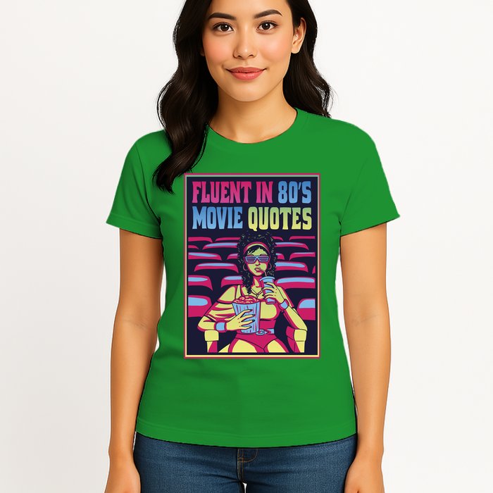 Fluent In 80s Movie Quotes Retro Womens T-Shirt