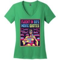 Fluent In 80s Movie Quotes Retro Women's V-Neck T-Shirt