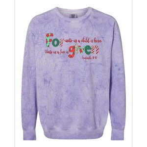 Forgiven Isaiah 96 Christmas Holidays Colorblast Crewneck Sweatshirt