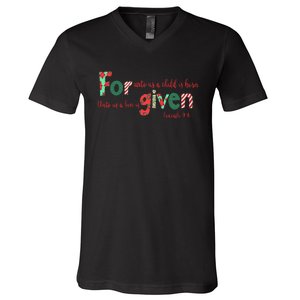 Forgiven Isaiah 96 Christmas Holidays V-Neck T-Shirt