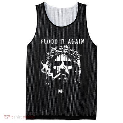 Flood It Again Funny Saying Boss Jesus Meme Lover Mesh Reversible Basketball Jersey Tank
