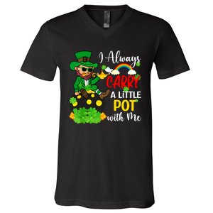 Funny I Always Carry A Little Pot With Me St Patricks Day V-Neck T-Shirt