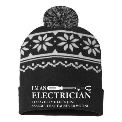 Funny I'm An Electrician Electrician Quote USA-Made Snowflake Beanie