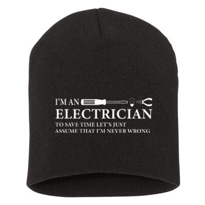 Funny I'm An Electrician Electrician Quote Short Acrylic Beanie