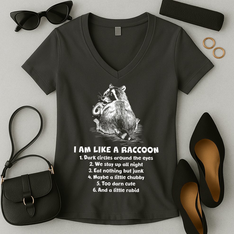 Funny I Am Like A Raccoon Women's V-Neck T-Shirt