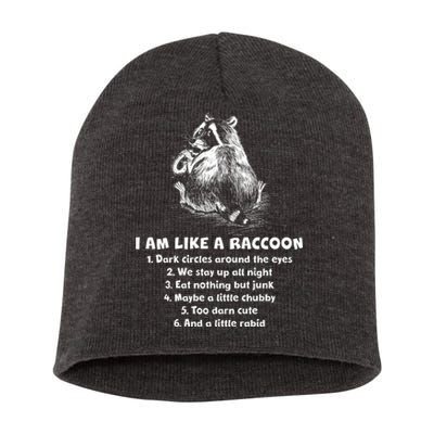 Funny I Am Like A Raccoon Short Acrylic Beanie