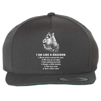 Funny I Am Like A Raccoon Wool Snapback Cap