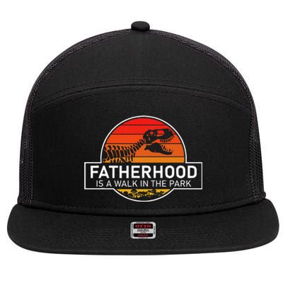 Fatherhood Is A Walk In The Park Funny Jokes 7 Panel Mesh Trucker Snapback Hat