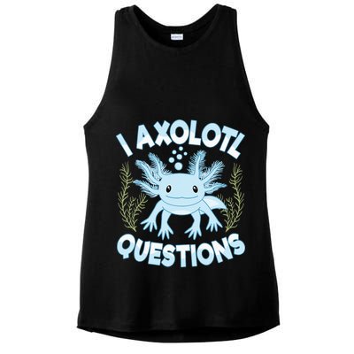 Funny I Axolotl Questions Cute Blue Axolotl Kawaii Ladies PosiCharge Tri-Blend Wicking Tank