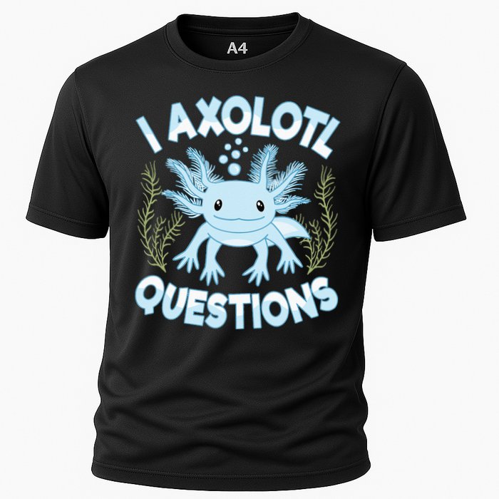 Funny I Axolotl Questions Cute Blue Axolotl Kawaii Cooling Performance Crew T-Shirt