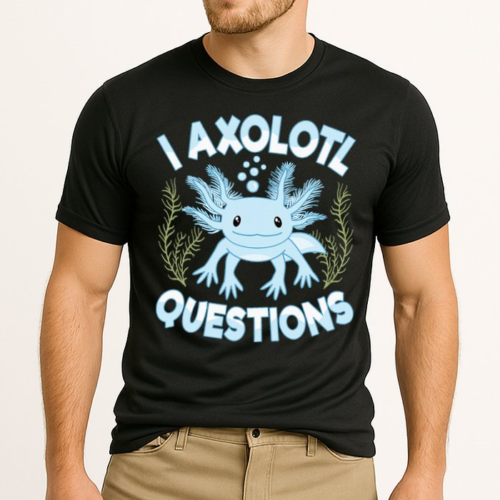 Funny I Axolotl Questions Cute Blue Axolotl Kawaii Cooling Performance Crew T-Shirt