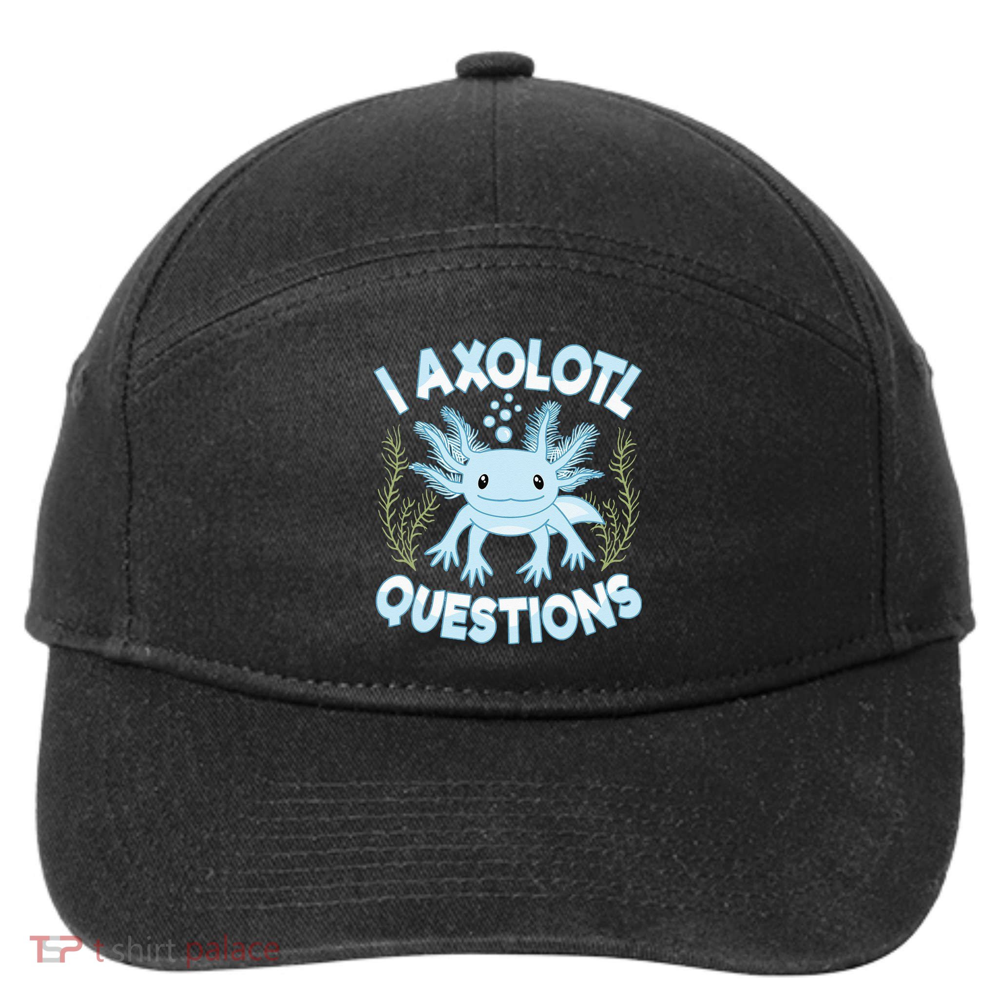 Funny I Axolotl Questions Cute Blue Axolotl Kawaii 7-Panel Snapback Hat