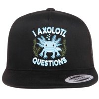Funny I Axolotl Questions Cute Blue Axolotl Kawaii Flat Bill Trucker Hat