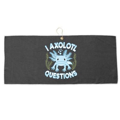 Funny I Axolotl Questions Cute Blue Axolotl Kawaii Large Microfiber Waffle Golf Towel