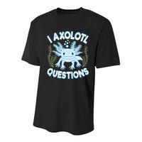 Funny I Axolotl Questions Cute Blue Axolotl Kawaii Youth Performance Sprint T-Shirt