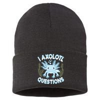 Funny I Axolotl Questions Cute Blue Axolotl Kawaii Sustainable Knit Beanie