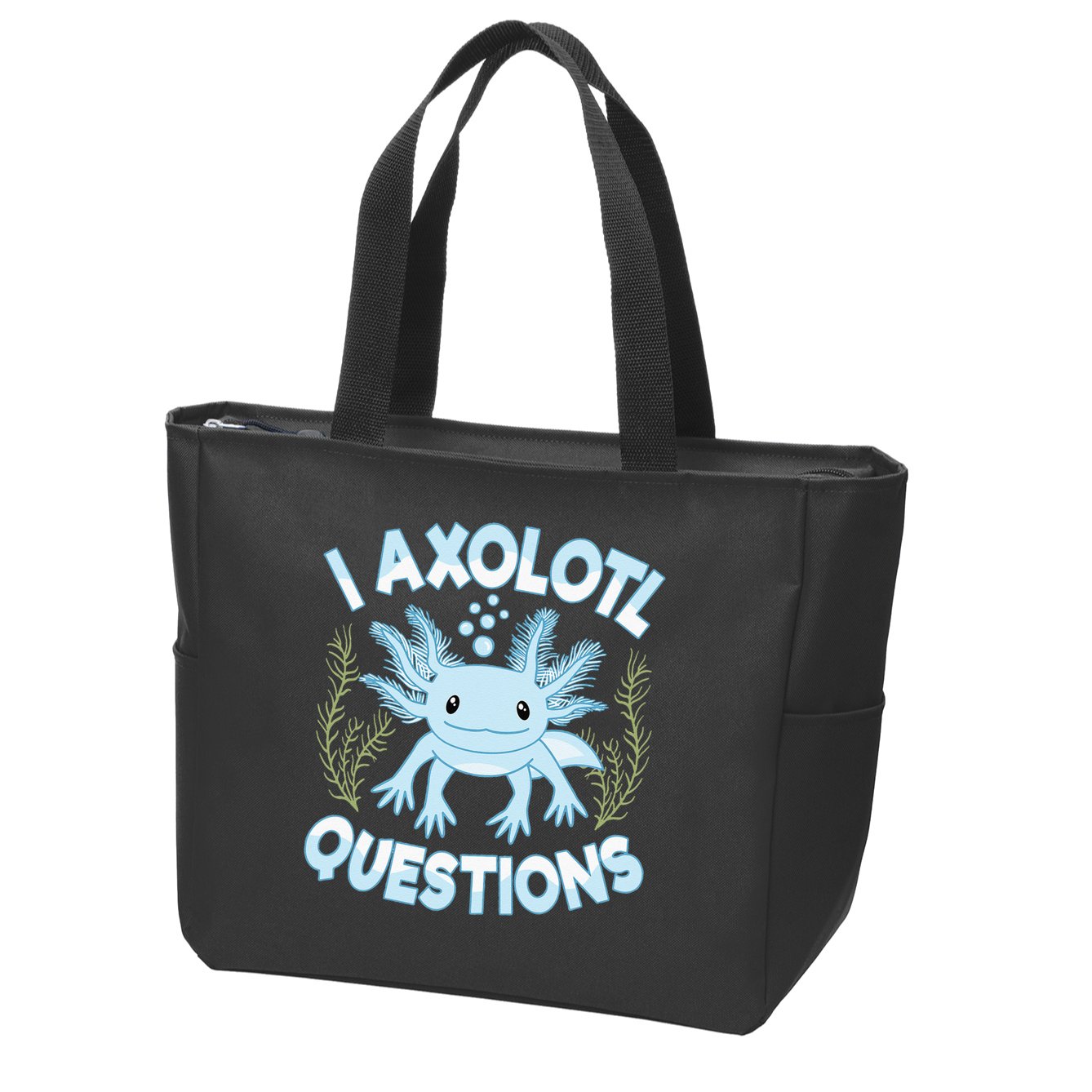 Funny I Axolotl Questions Cute Blue Axolotl Kawaii Zip Tote Bag