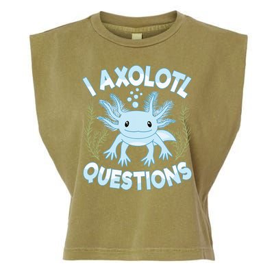 Funny I Axolotl Questions Cute Blue Axolotl Kawaii Garment-Dyed Women's Muscle Tee