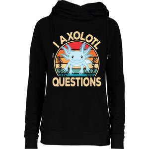 Funny I Axolotl Questions Cute Kawaii Blue Axolotl Retro Womens Funnel Neck Pullover Hood